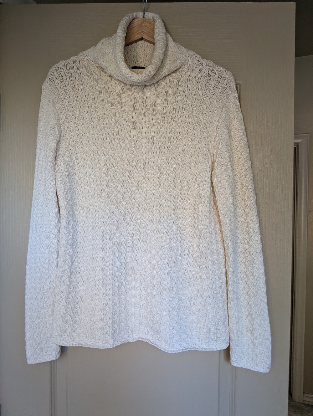 Eileen Fisher 100% Merino Wool Italian Yarn Cable Knit Turtleneck | S